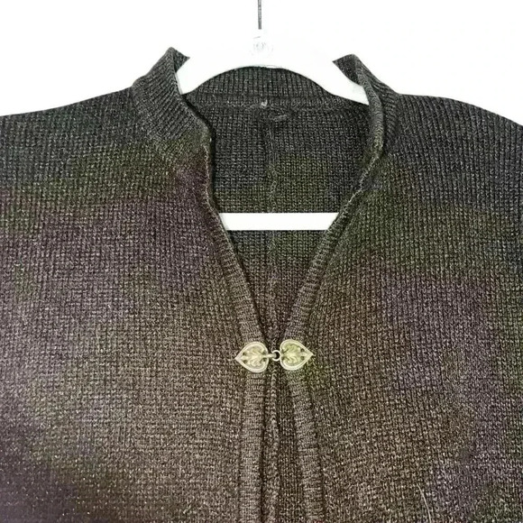 Coldwater Creek Sz M Cardigan Sparkle Heart Button Cozy Holiday Party Fall - Picture 2 of 15